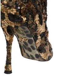 Dolce & Gabbana - Leopard Sequin Sock Ankle Boots Shoes Elastane Viscose - Lyst