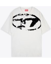 DIESEL - T-Boxt-N14 Off Cotton T-Shirt With Flock Logo Print - Lyst