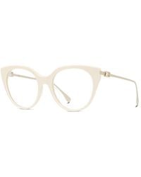 Fendi - Eyeglasses Cat Eye Full Rim, Ivory Frame And Clear Demo Lenses Lens Fe50010I025 Sunglasses - Lyst