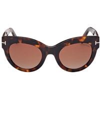 Tom Ford - Cat Eye Full Rim, With A Dark Havana Frame And Bordeaux Gradient Lens - Lyst