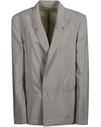 Lemaire - Double-Breasted Long-Sleeved Crinkled Blazer - Lyst