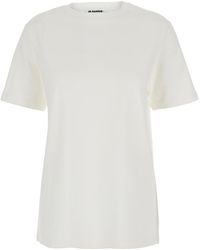 Jil Sander - Crew Neck T-Shirt With Embossed Logo - Lyst