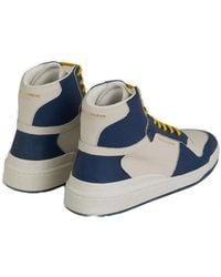 Saint Laurent - Calf Leather Mid Top Sneakers - Lyst