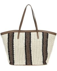 Brunello Cucinelli - Striped Woven Tote Bag - Lyst