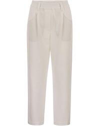 Brunello Cucinelli - Baggy Trousers In Stretch Cotton Interlock Couture - Lyst