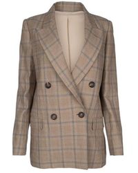 Brunello Cucinelli - Prince Of Wales Linen Blazer - Lyst