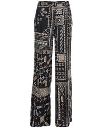 Momoní - Misaki Silk Pants With All-Over Geometric Print For Trousers - Lyst