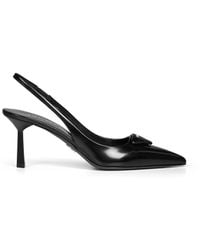 Prada - Slingback Pumps Brushed Leather - Lyst