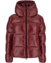 Save The Duck - Biddy Bordeaux Down Jacket With Hood And Logo On The Sleeve - Lyst