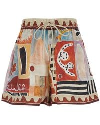 ALÉMAIS - Michelle Shorts With Drawstring Waist And All-Over Geometric Motif - Lyst