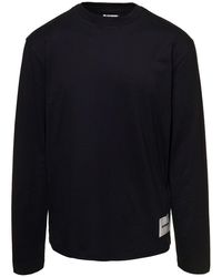 Jil Sander - Set Of Three Long Sleeve T-shirts With Logo Patch In Cotton Man - Lyst