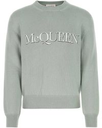 Alexander McQueen - Pastel Green Cotton Sweater - Lyst