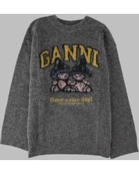 Ganni - Teddy Mushroom Alpaca Jumper Polyamide Wool Sweater - Lyst