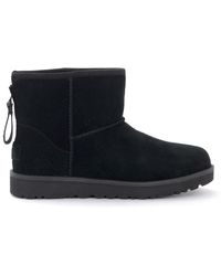 UGG - Classic Mini Zip Logo Ankle Boot In Black Suede - Lyst