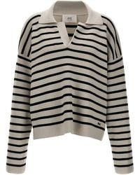 Ami Paris - Striped Polo Sweater - Lyst
