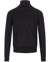 Fedeli - Black Turtleneck Cashmere And Silk Pullover - Lyst
