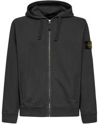 Stone Island - Lead Organic Cotton Zip-Up Hoodie - Lyst