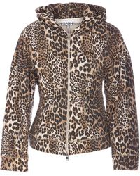 Ganni - Leopard Print Organic Cotton Hoodie - Lyst