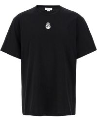 McQueen - Flocked 'Skull' T-Shirt - Lyst
