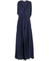 Victoria Beckham - Sleeveless Draped V-Neck Midi Dress - Lyst
