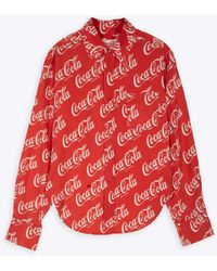 ERL - Printed Button Up Shirt Woven Linen Blend Coca Cola Shirt - Lyst