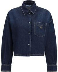 Prada - Denim Shirt With Logo Cotton - Lyst
