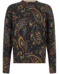 Etro - Etro Paisley Wool Sweater — Charcoal - Lyst