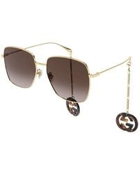 Gucci - Sunglasses Square Full Rim, -With Havana Detachable Jewelry Charm Frame And Gradient Lens Gg1031S003 - Lyst