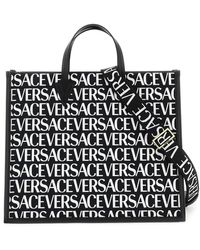 Versace - Tote Bag With All-over Logo - Lyst