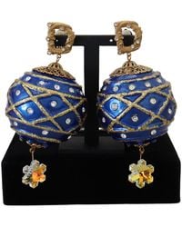 Dolce & Gabbana - Elegant Dangling Crystal Christmas Ball Earrings - Lyst