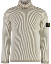 Stone Island - Virgin Wool Ribbed Turtleneck Sweater - Lyst