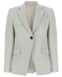 Brunello Cucinelli - Gesso Linen Cotton Tailored Blazer - Lyst