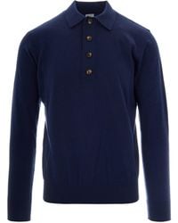 Eleventy - Knit Long Sleeve Polo Shirt - Lyst
