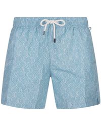 Fedeli - Light Swim Shorts With Flower And Leaf Pattern - Lyst