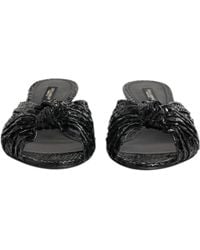 Dolce & Gabbana - Leather Heels Slides Sandals Shoes Python - Lyst