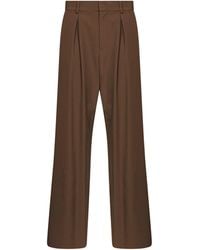 MM6 by Maison Margiela - Camel Wool Blend Pleated Trousers - Lyst