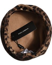 Dolce & Gabbana - Leopard French Style Beret Capello Hat And Wool Cashmere - Lyst