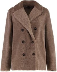Max Mara - Futura Double-Breasted Peacoat Sheep Wool Faux Fur & Shearling Coats - Lyst
