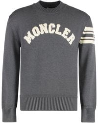 Moncler - Cotton Round Neck Sweater Sweatshirts - Lyst