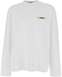 Jacquemus - 'Le T-Shirt Gros Grain' Crewneck T-Shirt With Logo Patch On The Front - Lyst
