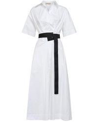 Blanca Vita - Stretch Poplin Alzety Belted Midi Dress - Lyst