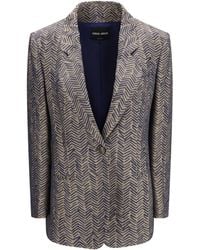 Giorgio Armani - Single-Breasted Jacket Cchevron Jacquard Viscose Blazers & Vests - Lyst