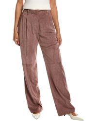 Brunello Cucinelli - Pleated Suede Pant - Lyst