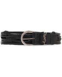 Saint Laurent - Croissant De Lune Buckled Thin Belt - Lyst