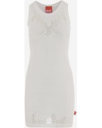 DIESEL - Dress With Sheer Detailing Cotton - Lyst