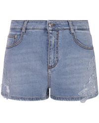 Ermanno Scervino - Denim Shorts With Lace - Lyst