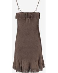 By Malene Birger - Mini Dress With Smocked Details Viscose - Lyst