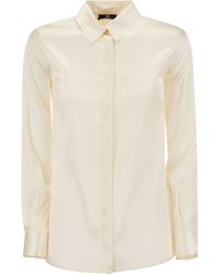 Elisabetta Franchi - Straight Silk Satin Shirt - Lyst