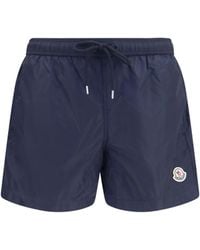 Moncler - Logo Swim Shorts Polyamide Swimwear - Lyst