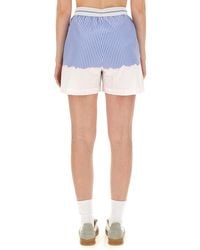 MSGM - Shorts With Logo Band Cotton - Lyst